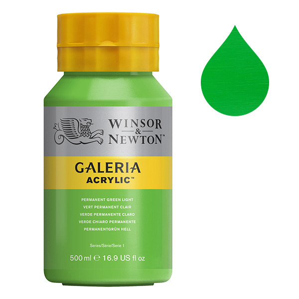 Winsor & Newton Galeria acrylverf 483 permanent green light (500 ml) 2150483 410095 - 1