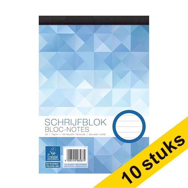 Work Aanbieding: 10x WORK schrijfblok A6 gelinieerd 70 grams 100 vel  302906 - 1