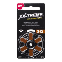 XX-TREME Longlife Extra 312 / PR41 / Bruin gehoorapparaat batterij 6 stuks (123accu huismerk) 12A 312A 312AE 312DS 312HPX A1200018