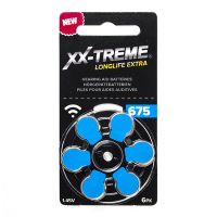 XX-TREME Longlife Extra 675 / PR44 / Blauw gehoorapparaat batterij 6 stuks (123accu huismerk) 675A 675AE 675HPX 7003ZD AC675 A1200013