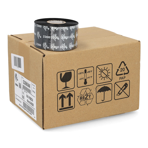 Zebra 2300 wax ribbon (02300BK04045) 40 mm x 450 m (12 ribbons) 141056 - 1