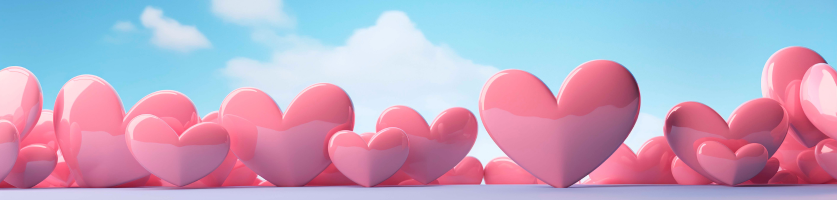 Rode hart ballonnen met blauwe lucht op de achtergrond