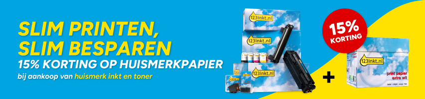 15% korting op 123ink-papier bij huismerkinkt en -toner