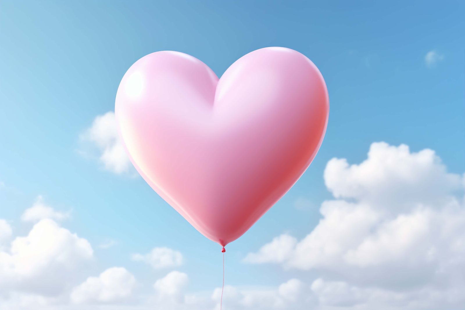 Rode ballon in hartvorm in blauwe lucht