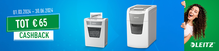 Leitz papierversnipperaar en lamineerapparaat cashback actie